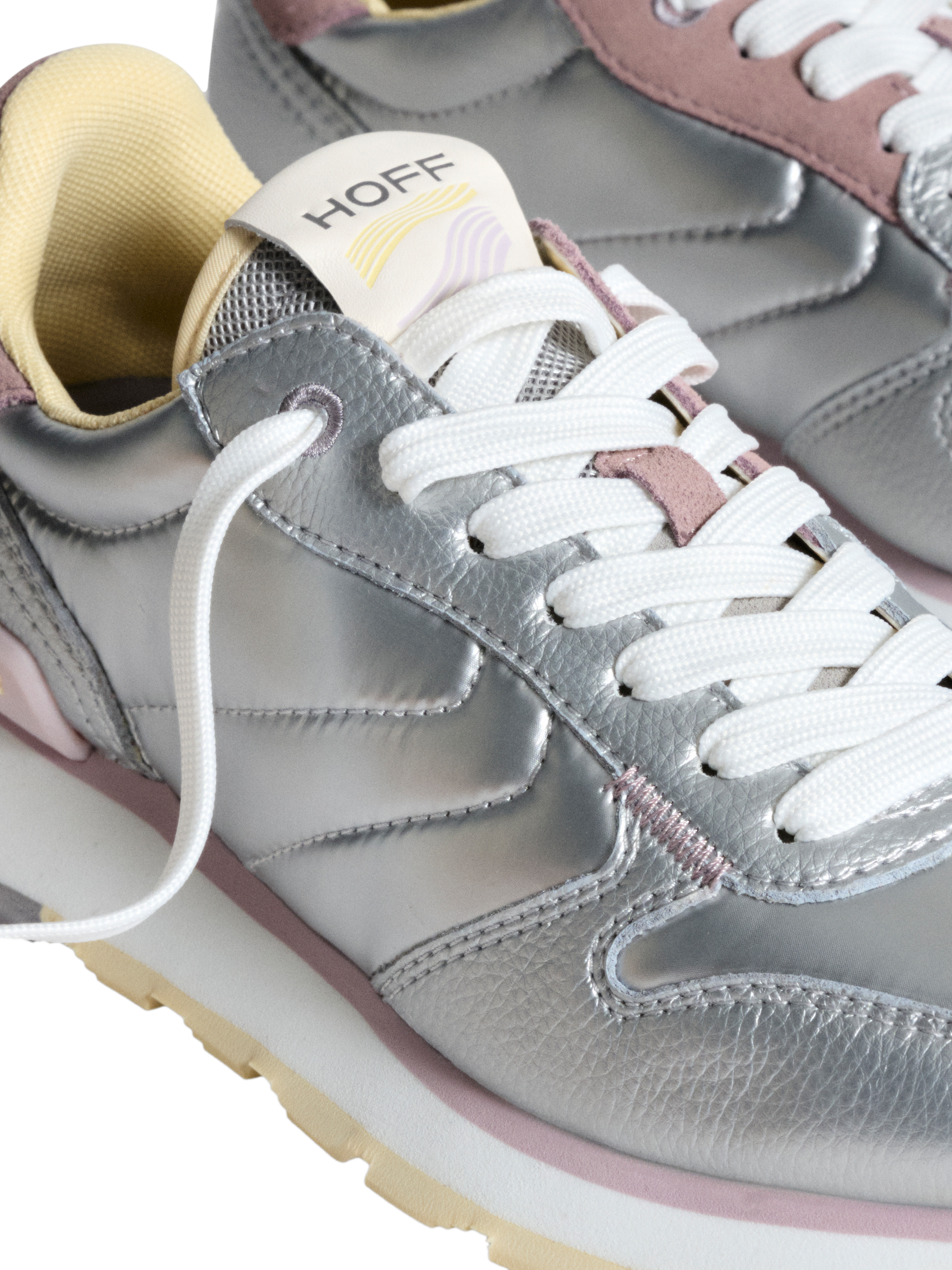 Product image 4 of 5, which shows HOFF Tiryns Leather Blend Lace Up Trainers, Silver, 4