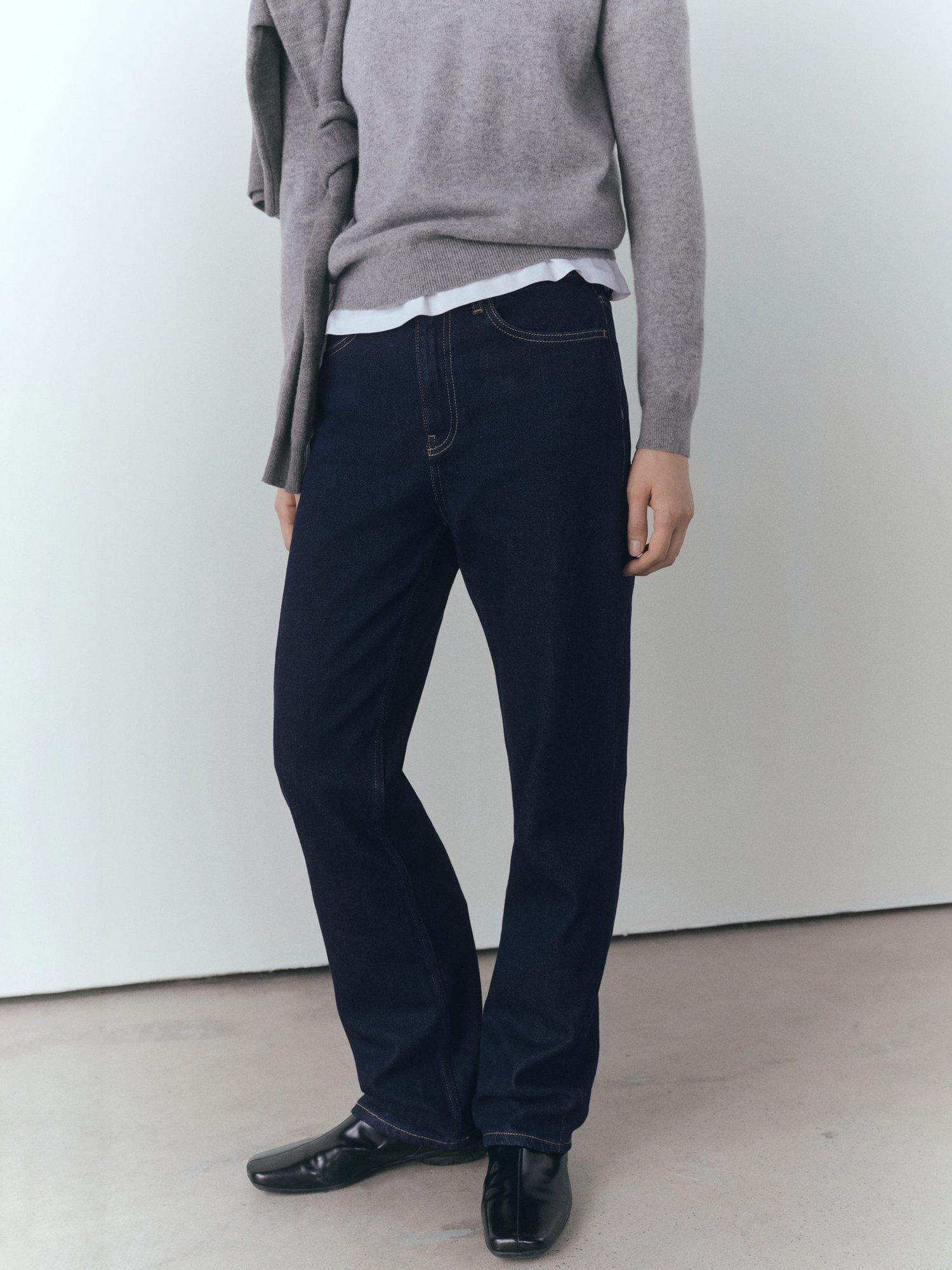 Product image 1 of 9, which shows Mango Matilda Straight Jeans, Navy, 6