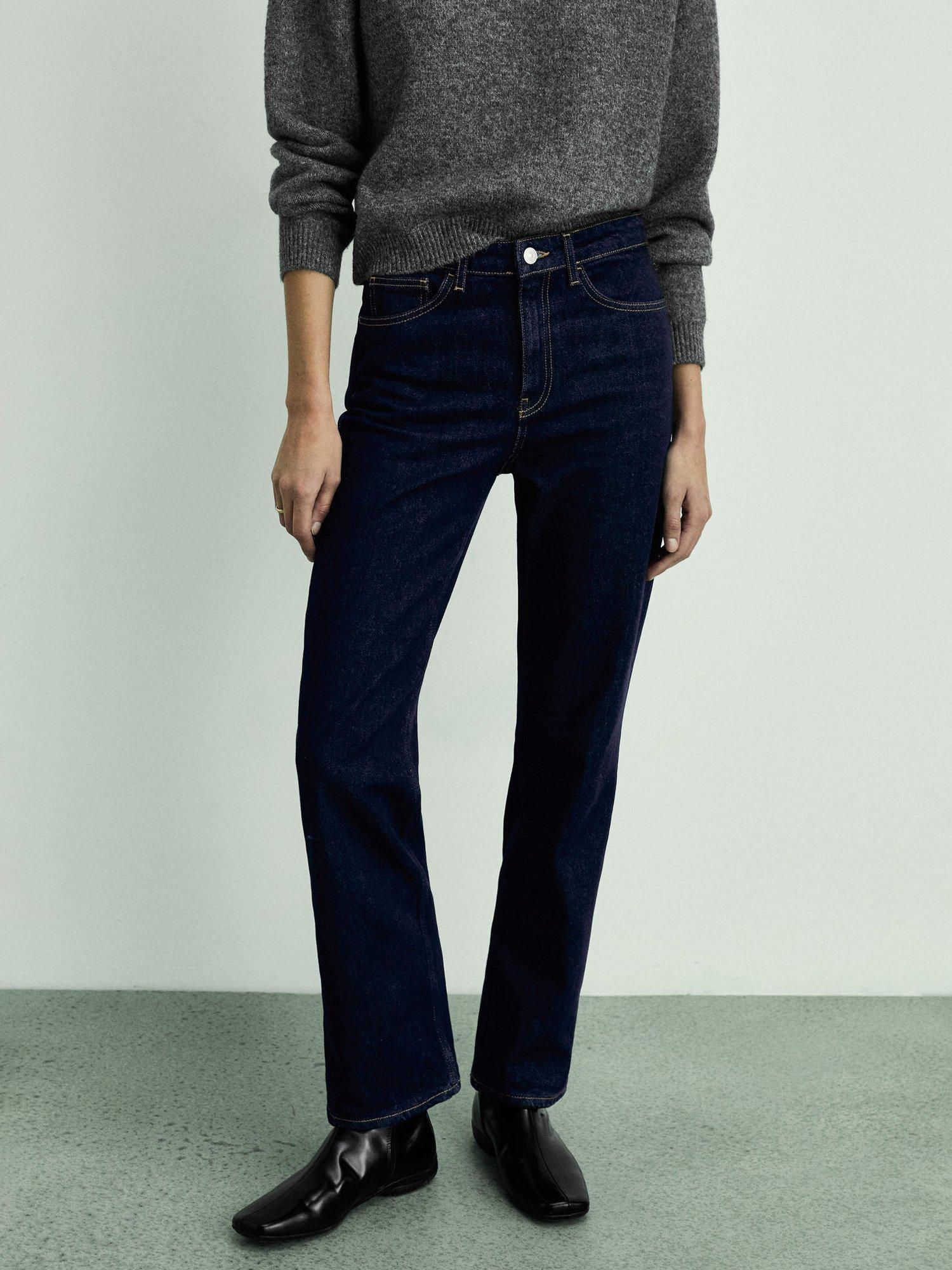 Product image 6 of 9, which shows Mango Matilda Straight Jeans, Navy, 6