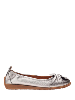 Moda in Pelle Echium Leather Ballerina Pumps, Pewter