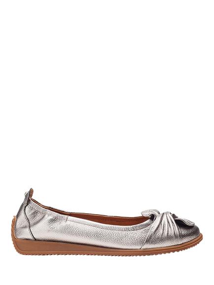 Moda in Pelle Echium Leather Ballerina Pumps, Pewter