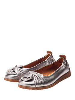Moda in Pelle Echium Leather Ballerina Pumps - view 2, Pewter