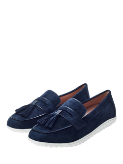 Moda in Pelle Elinia Suede Hybrid Loafers - view 2, Navy