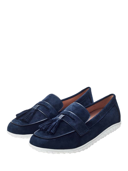 Moda in Pelle Elinia Suede Hybrid Loafers - view 2, Navy