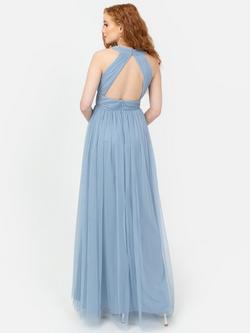 Anaya With Love Wrap Front Tulle Maxi Dress, Soft Blue - view 2, Soft Blue