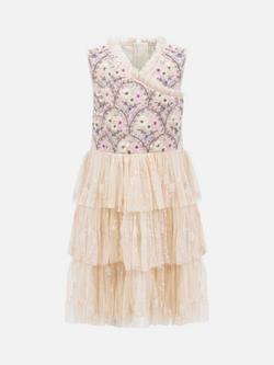 Maya Deluxe Kids' Floral Tiered Dress, Ecru, Ecru