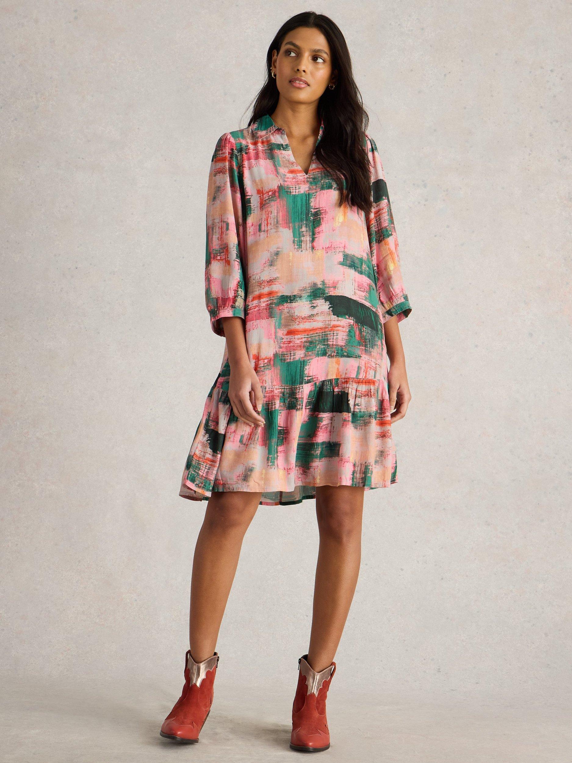 Product image 1 of 6, which shows White Stuff Harpreet Tiered Midi Dress , Pink, 6