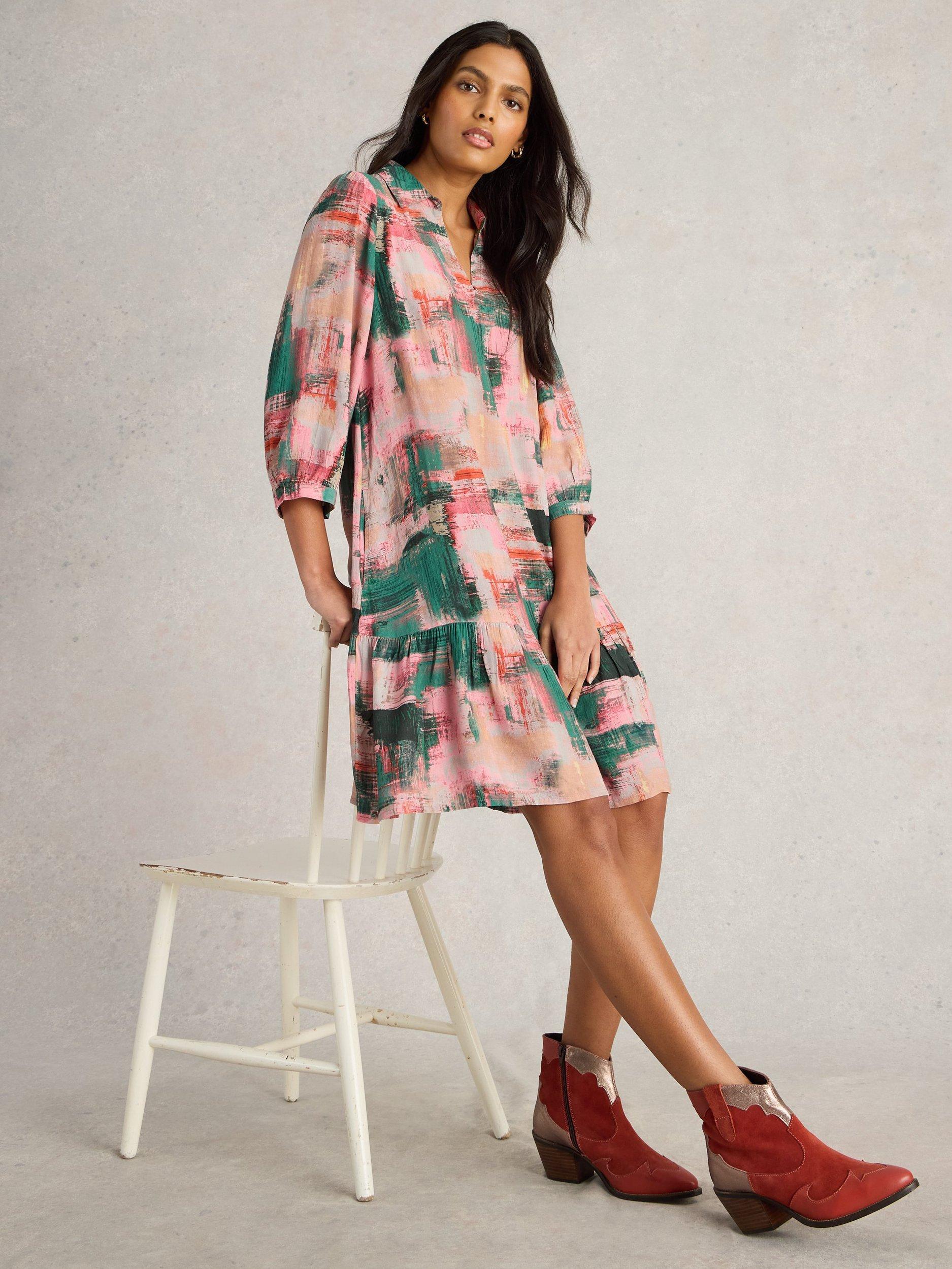 Product image 4 of 6, which shows White Stuff Harpreet Tiered Midi Dress , Pink, 6