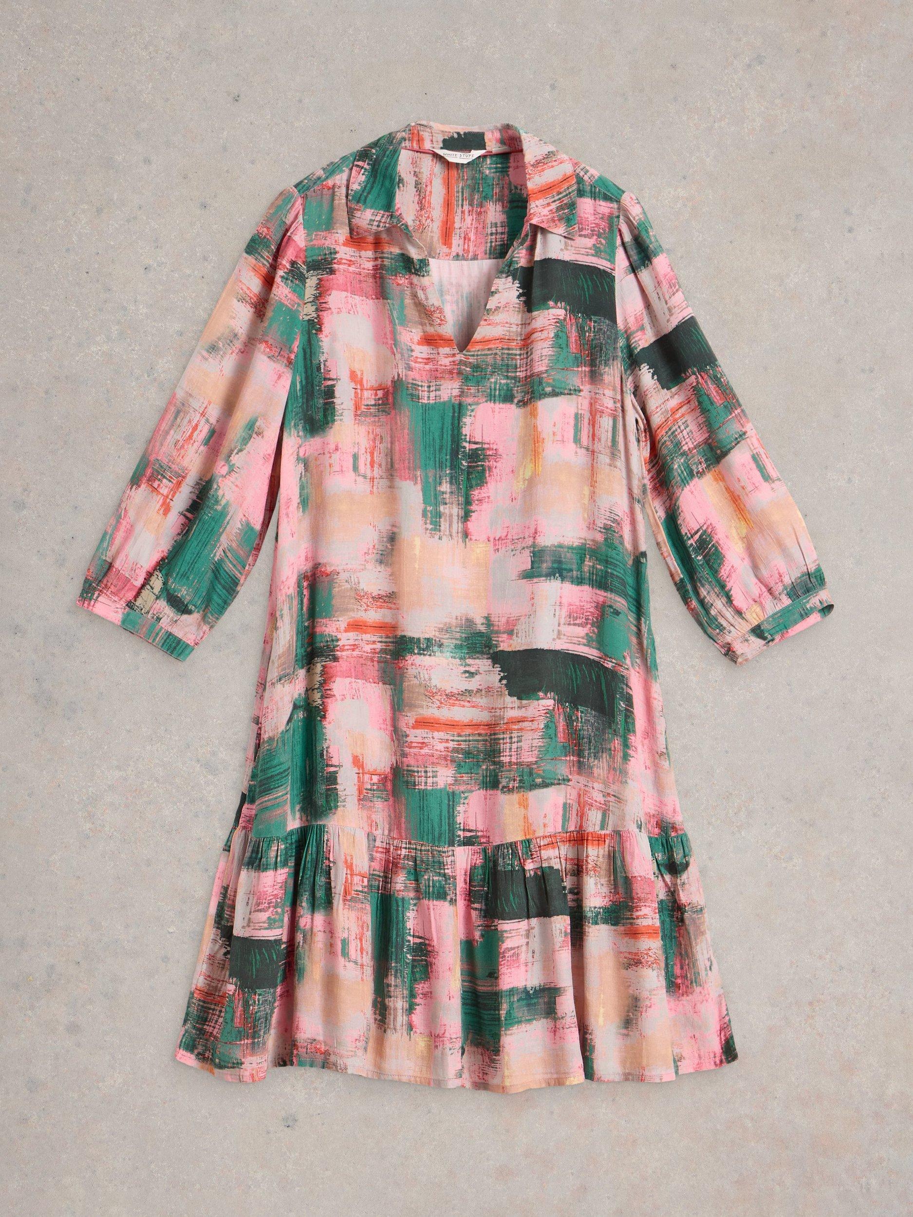 Product image 5 of 6, which shows White Stuff Harpreet Tiered Midi Dress , Pink, 6