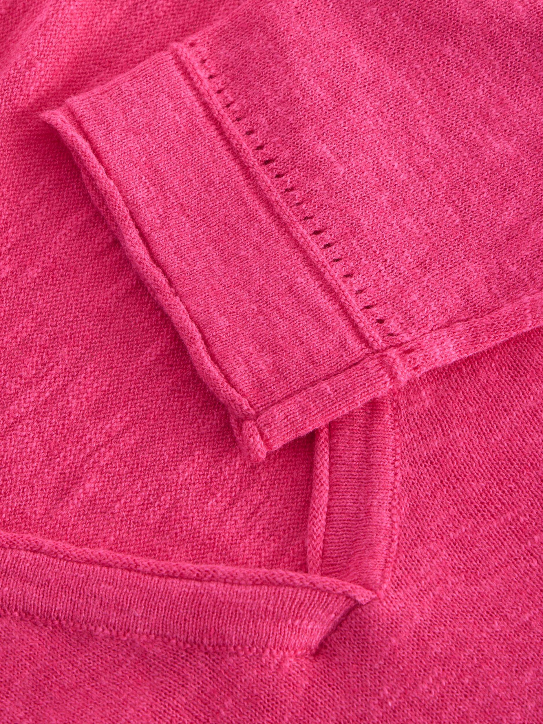 Product image 6 of 6, which shows White Stuff Naria V-Neck Organic Cotton Rich Jumper, Bright Pink, 8