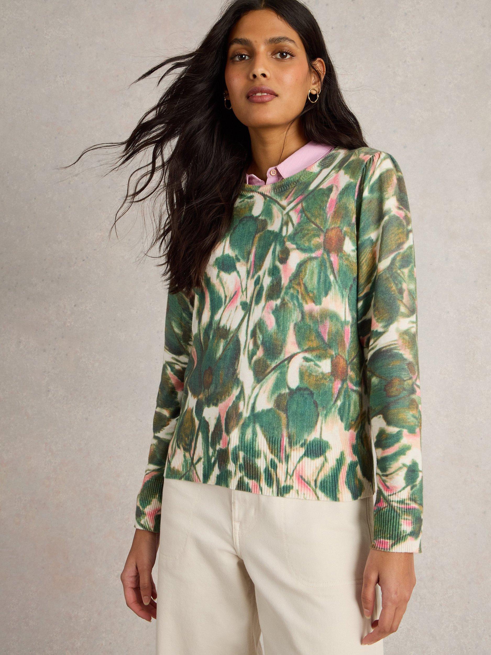Product image 4 of 6, which shows White Stuff Rosie Pure Organic Cotton Jumper, Green Pr, 10