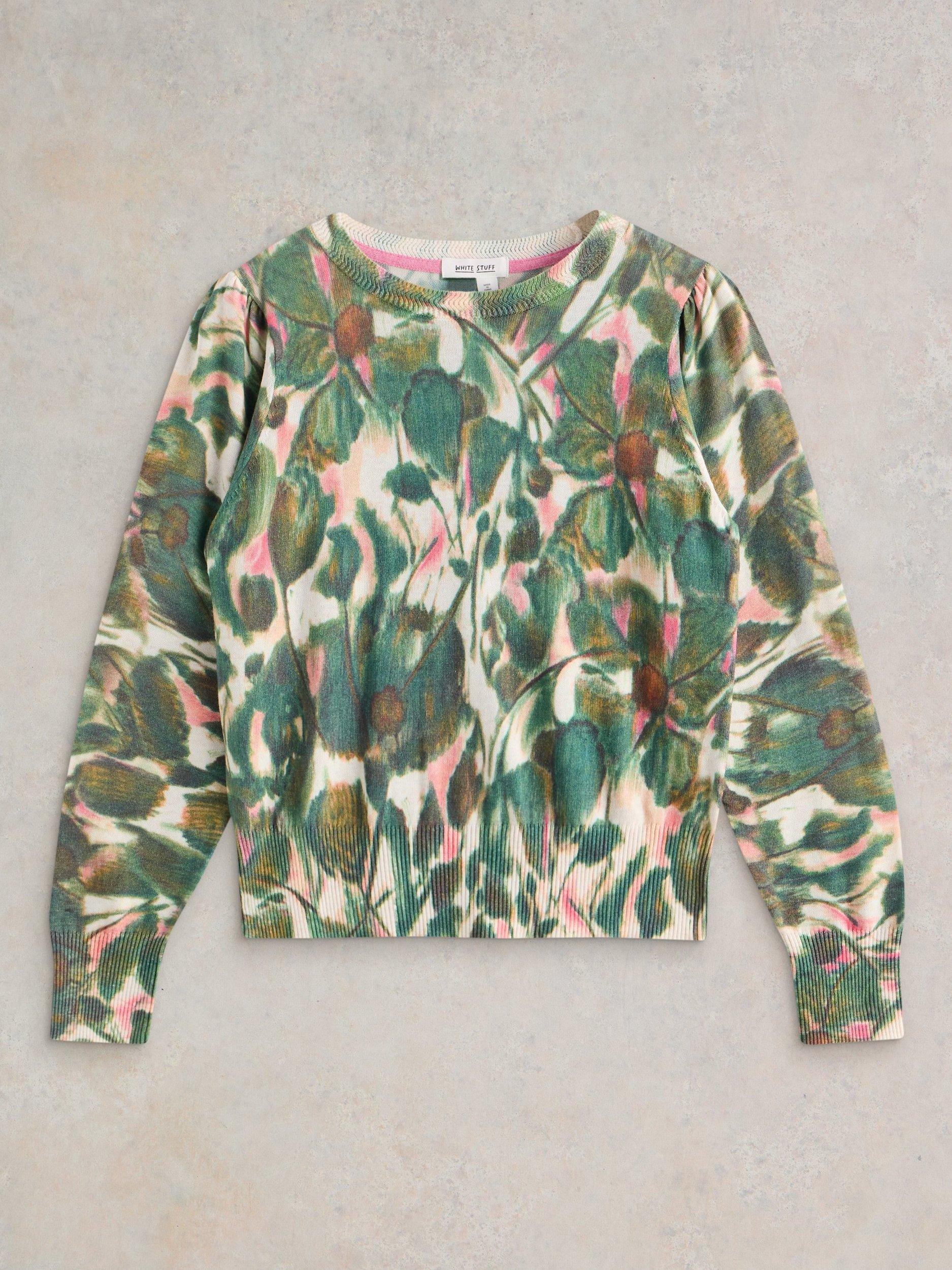 Product image 5 of 6, which shows White Stuff Rosie Pure Organic Cotton Jumper, Green Pr, 10