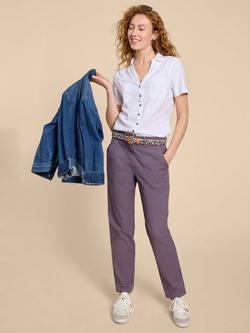 White Stuff Annie Embroidered Jersey Shirt, Brilliant White, Brilliant White