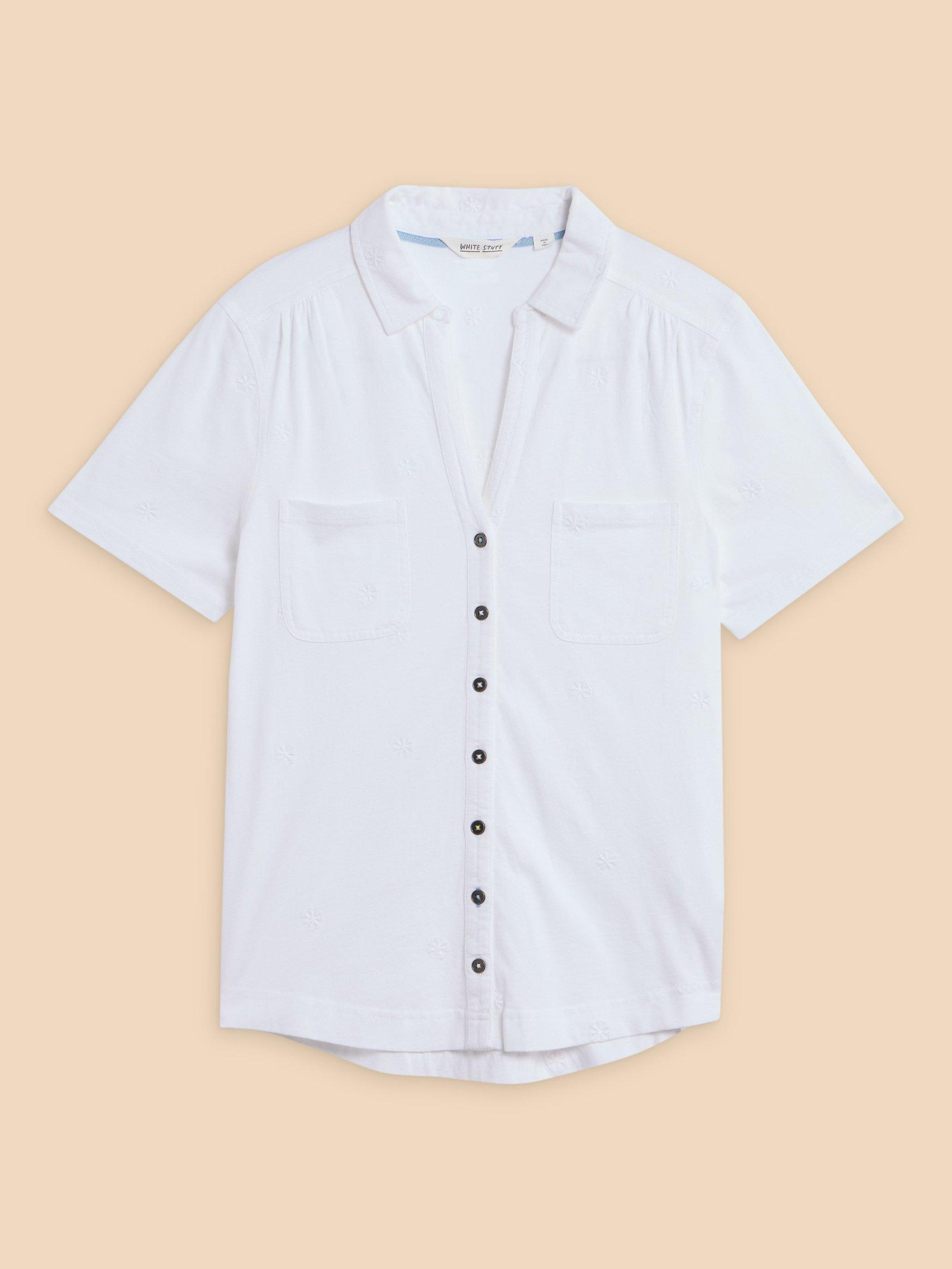 Product image 5 of 7, which shows White Stuff Annie Embroidered Jersey Shirt, Brilliant White, 6