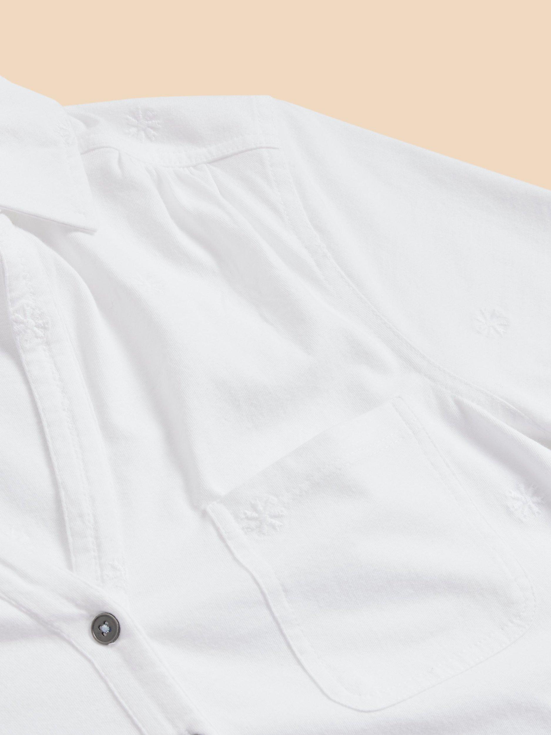 Product image 6 of 7, which shows White Stuff Annie Embroidered Jersey Shirt, Brilliant White, 6