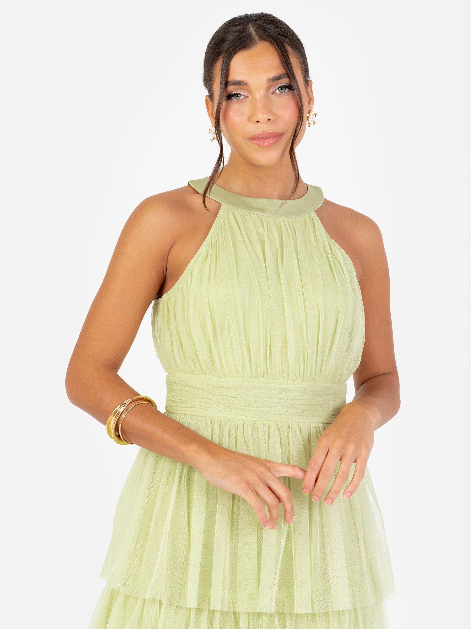 Product image 4 of 7, which shows Anaya With Love Tiered Tulle Maxi Dress, Spring Green, 6
