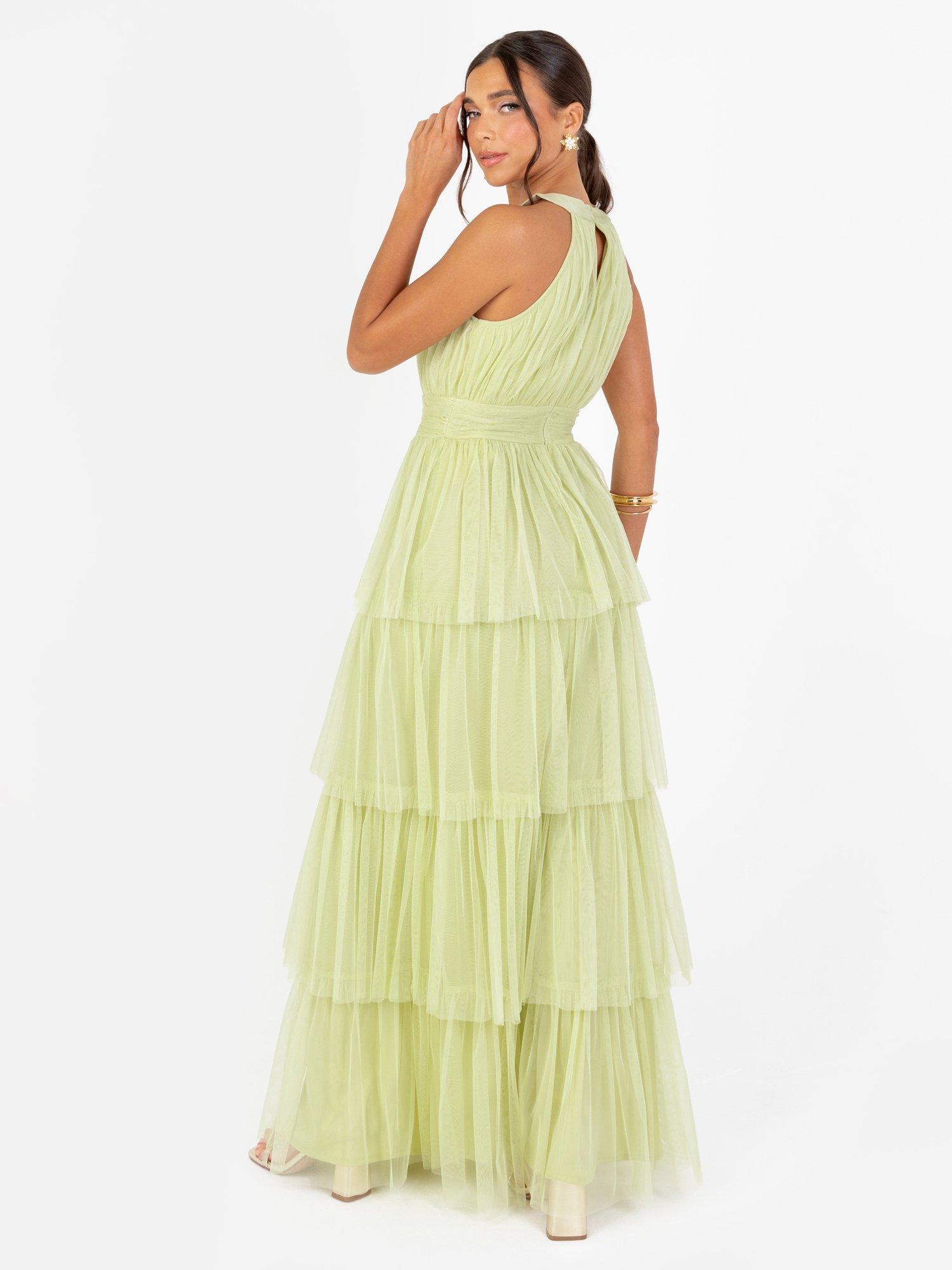 Product image 5 of 7, which shows Anaya With Love Tiered Tulle Maxi Dress, Spring Green, 6