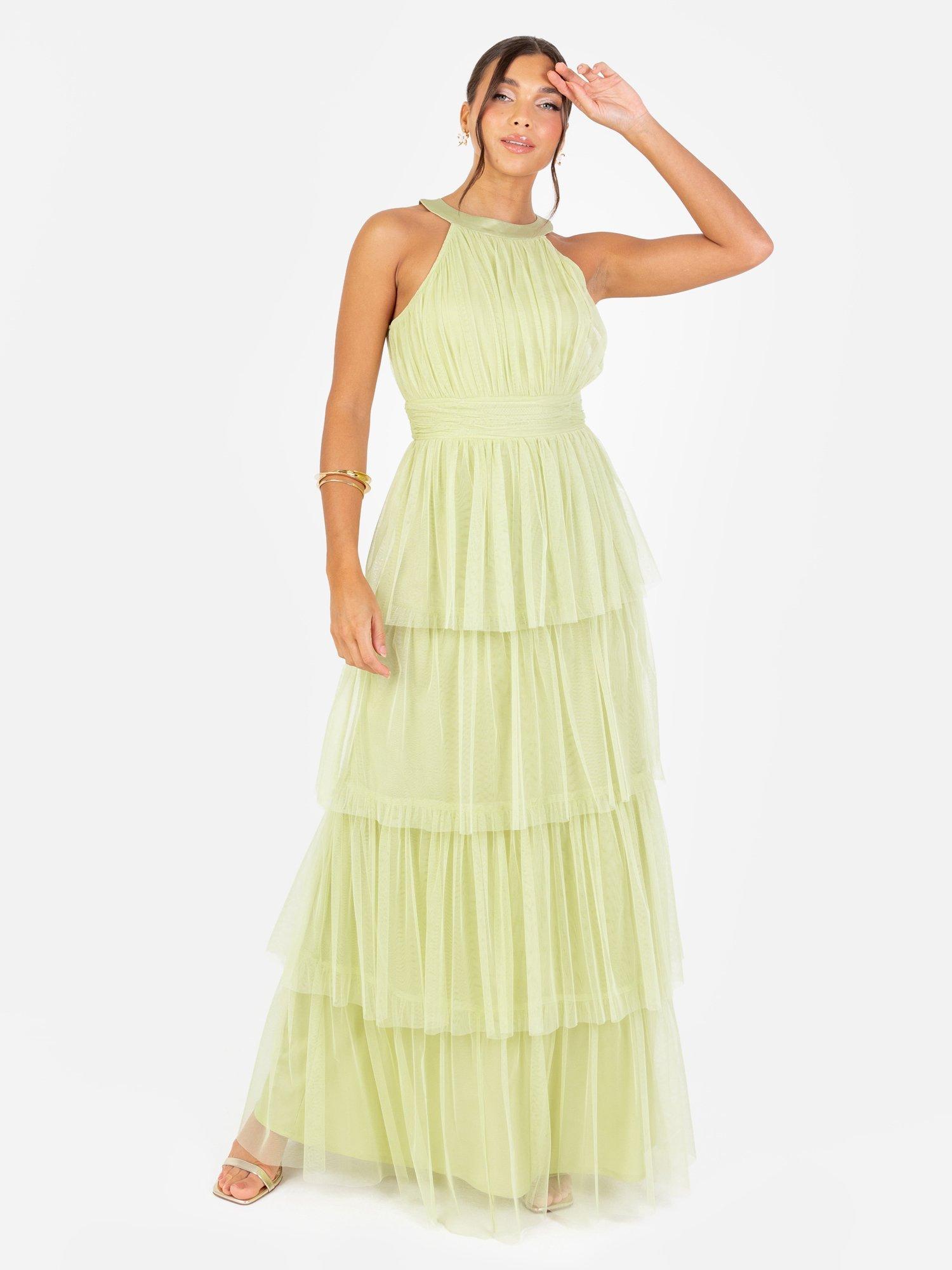 Product image 7 of 7, which shows Anaya With Love Tiered Tulle Maxi Dress, Spring Green, 6