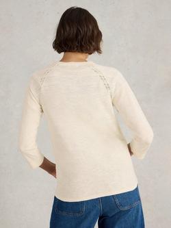 White Stuff Naria Organic Cotton-Linen Cardigan, White - view 2, White