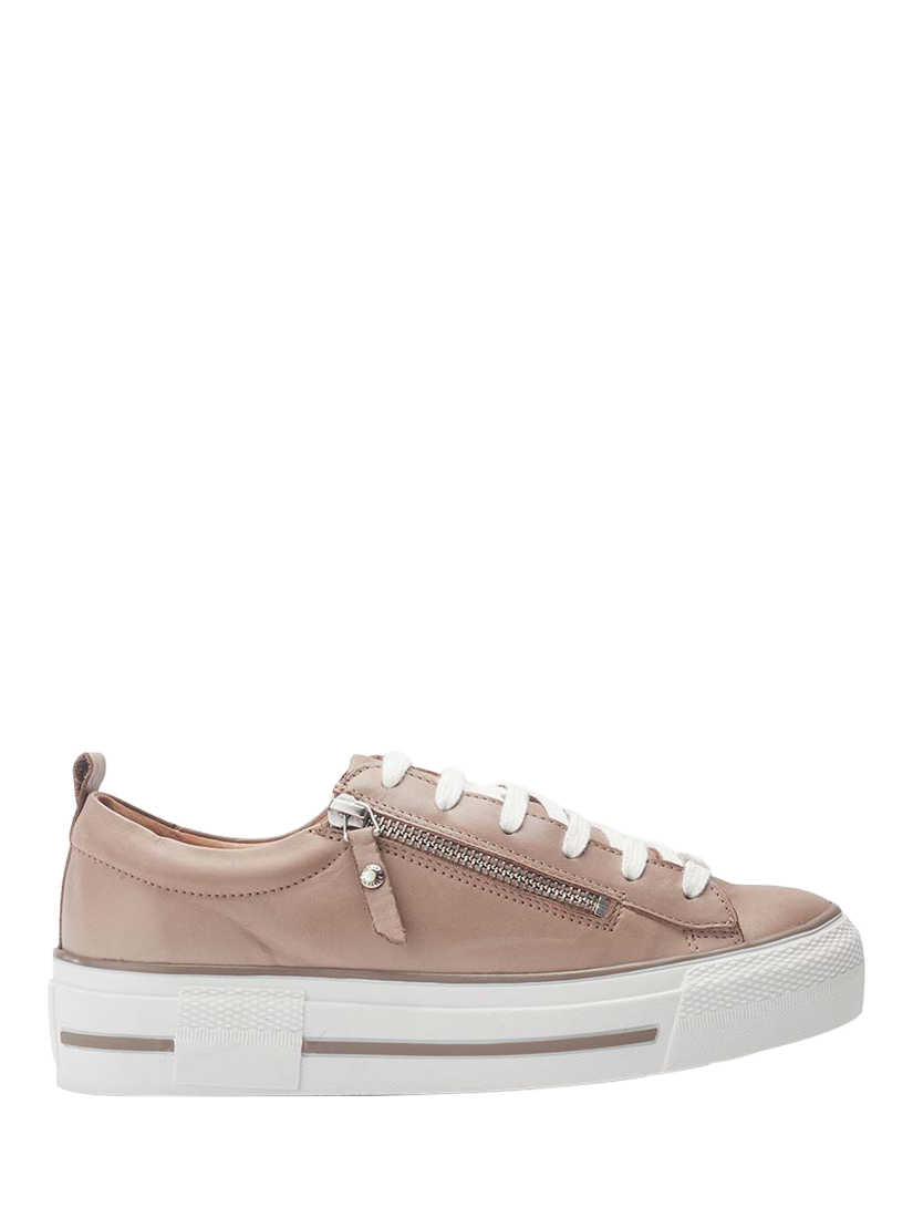 Product image 1 of 4, which shows Moda in Pelle Filician Low Top Leather Trainers, Taupe, 3