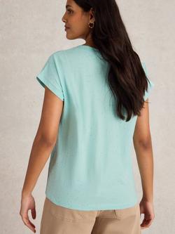 White Stuff Nelly Nep Notch Neck T-Shirt, Bright Blue - view 2, Bright Blue