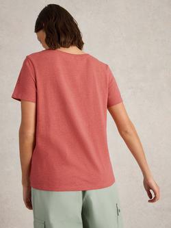 White Stuff Nadia Snap Fastening T-Shirt, Mid Coral - view 2, Mid Coral