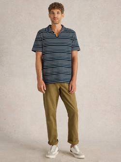 White Stuff Cotton Regular Fit Short Sleeve Polo Shirt, Navy/Multi, Navy/Multi