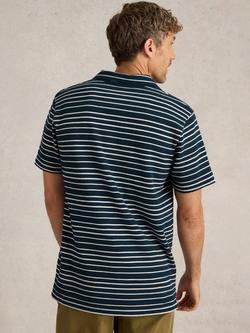 White Stuff Cotton Regular Fit Short Sleeve Polo Shirt, Navy/Multi - view 2, Navy/Multi