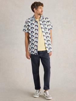 White Stuff Cotton Fan Printed Shirt, Mid Blue, Mid Blue
