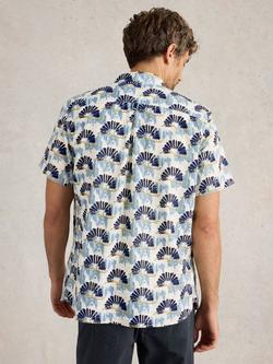 White Stuff Cotton Fan Printed Shirt, Mid Blue - view 2, Mid Blue