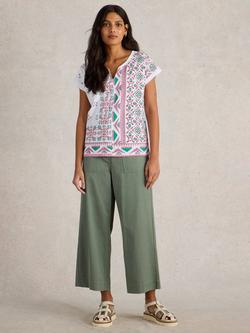 White Stuff Nelly Mixed Print Notch Neck T-Shirt, White Pr, White Pr