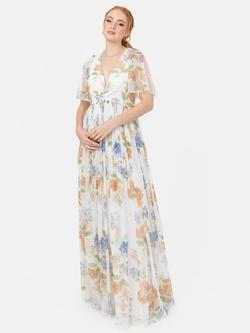 Anaya With Love Floral Twist Detail Maxi Dress, Ivory, Ivory