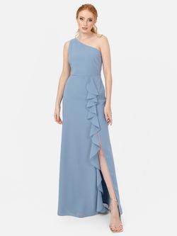 Anaya With Love Asymmetric Waterfall Ruffle Maxi Dress, Soft Blue, Soft Blue