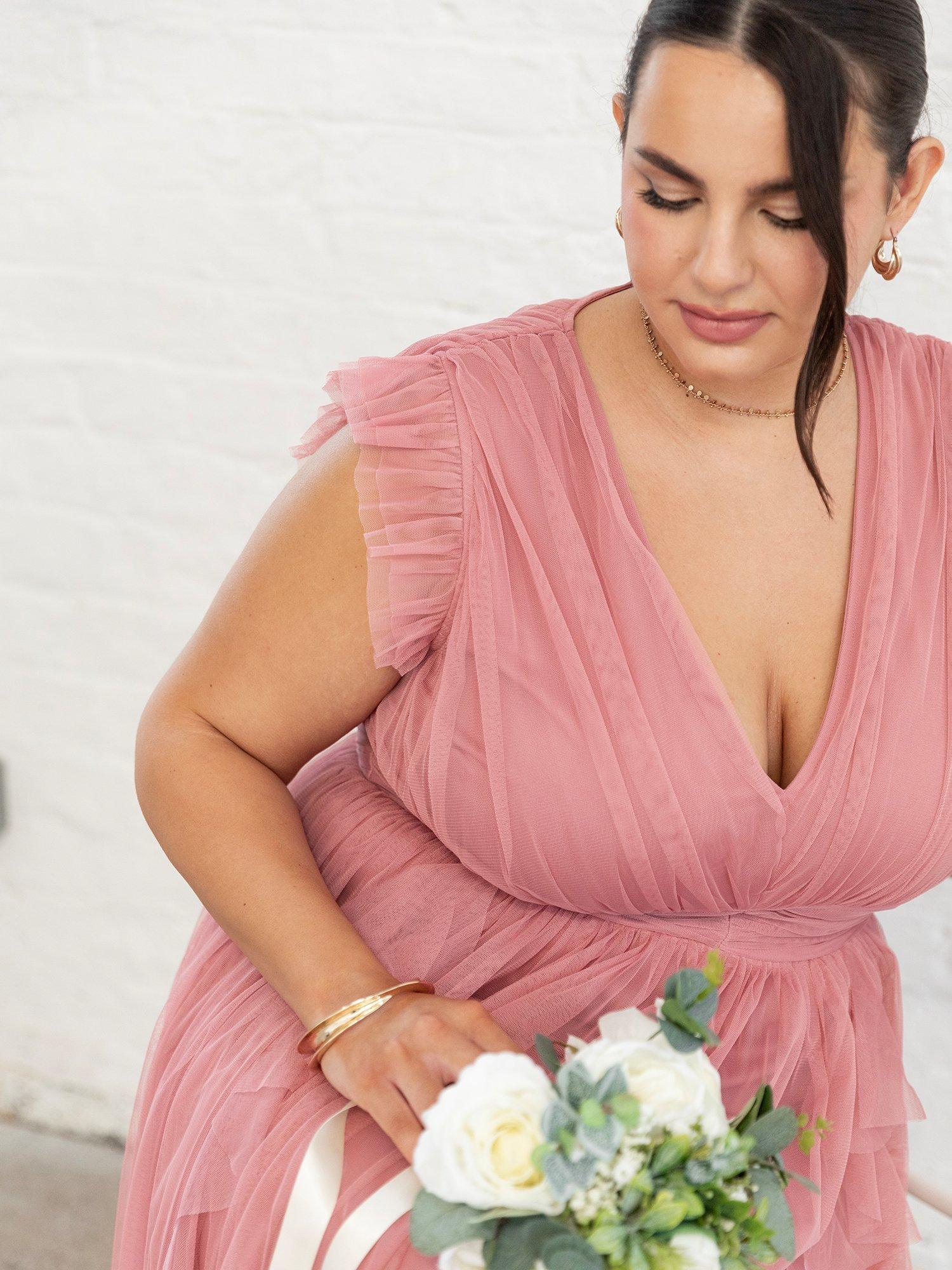 Product image 5 of 6, which shows Anaya With Love Gathered Tulle Midaxi Dress, Dusty Rose, 6