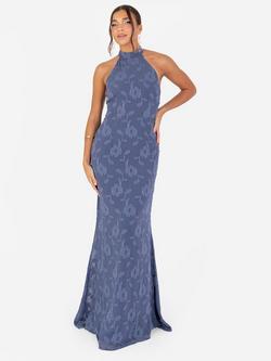 Anaya With Love Floral Halterneck Maxi Dress, Indigo Blue, Indigo Blue