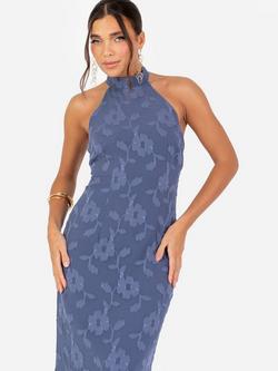 Anaya With Love Floral Halterneck Maxi Dress, Indigo Blue - view 2, Indigo Blue