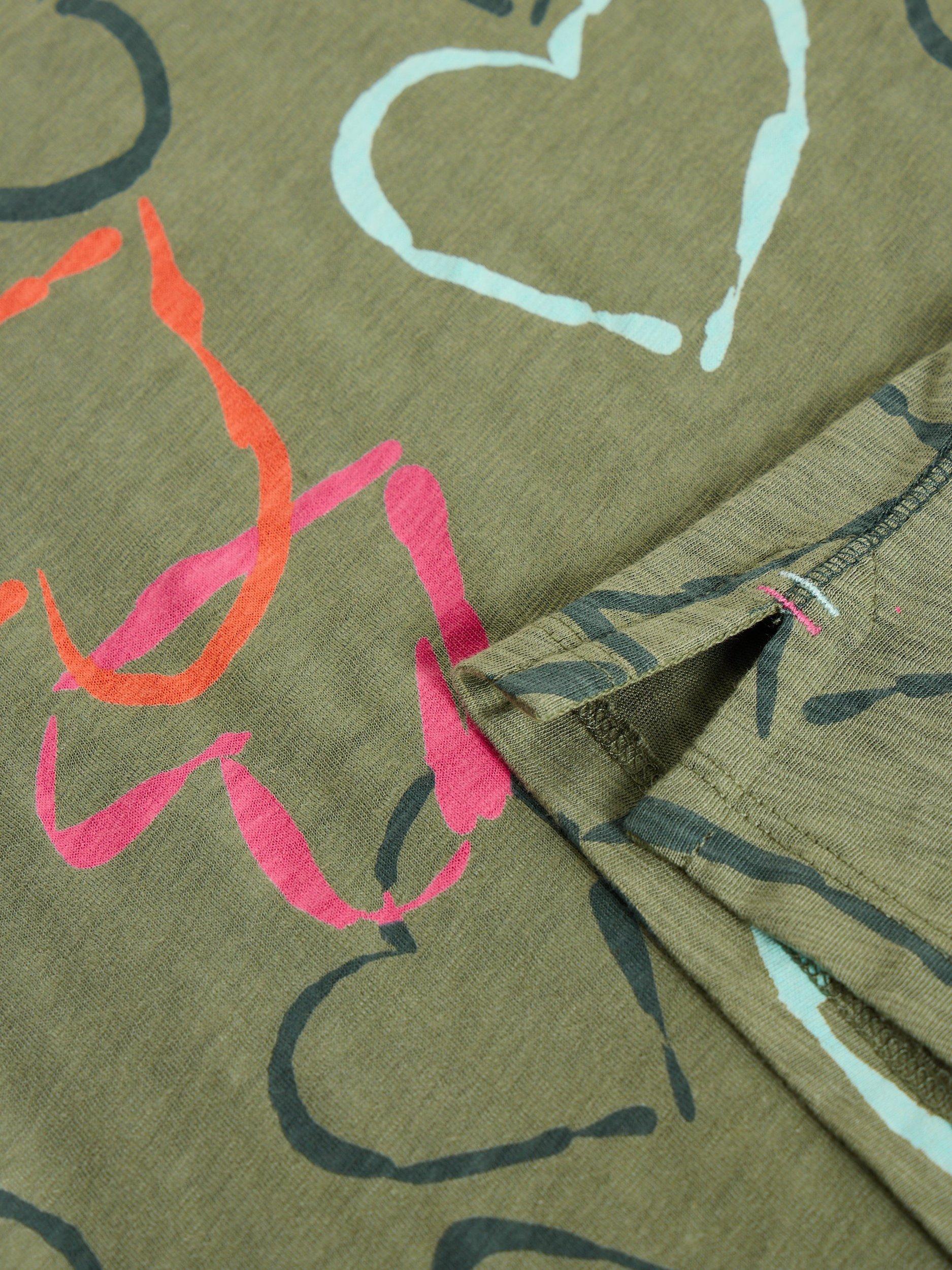 Product image 6 of 6, which shows White Stuff Abbie Hearts T-Shirt, Green/Multi, 6