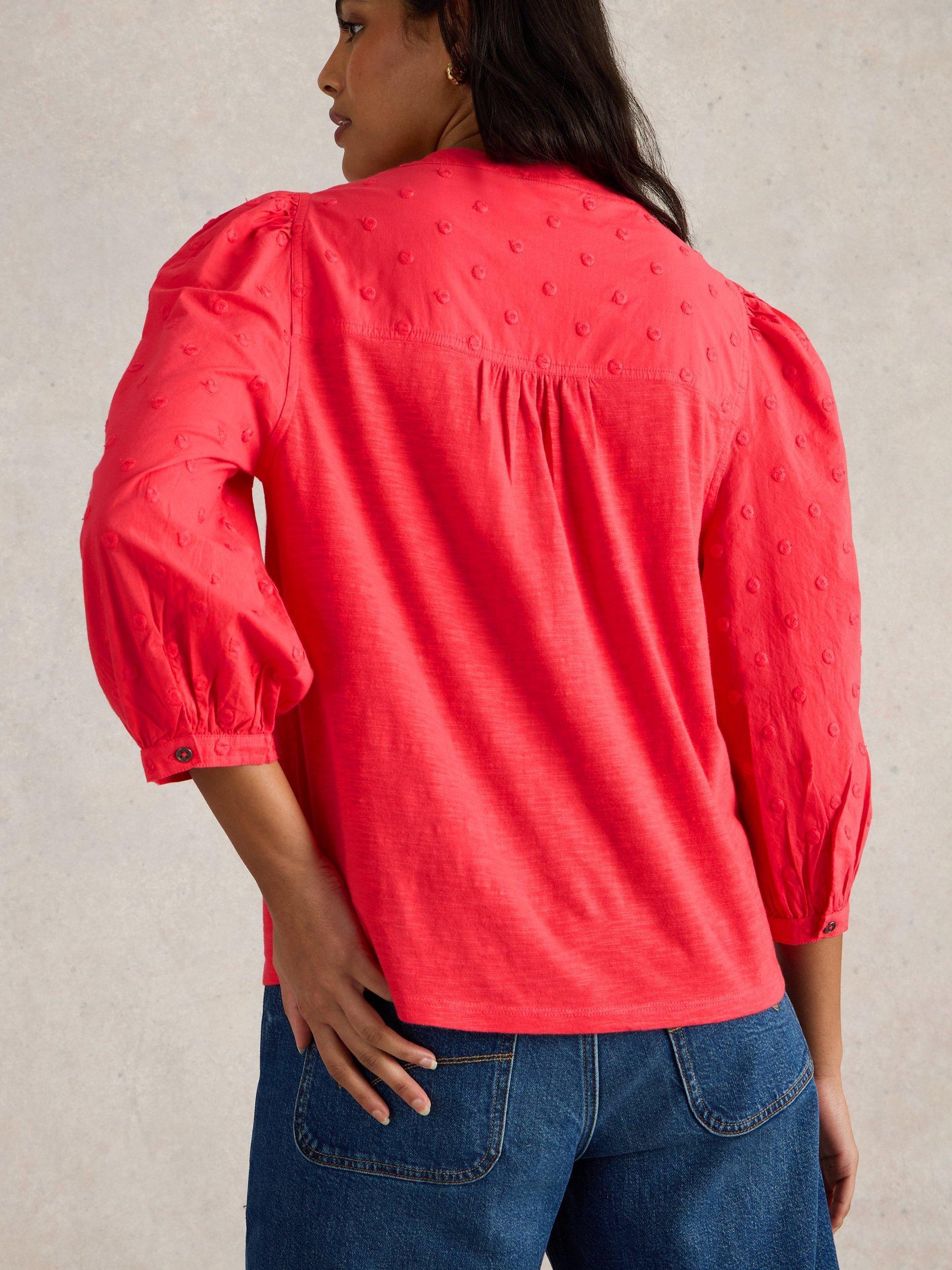 Product image 2 of 6, which shows White Stuff Elise Dobby Mix Top, Pink, 8
