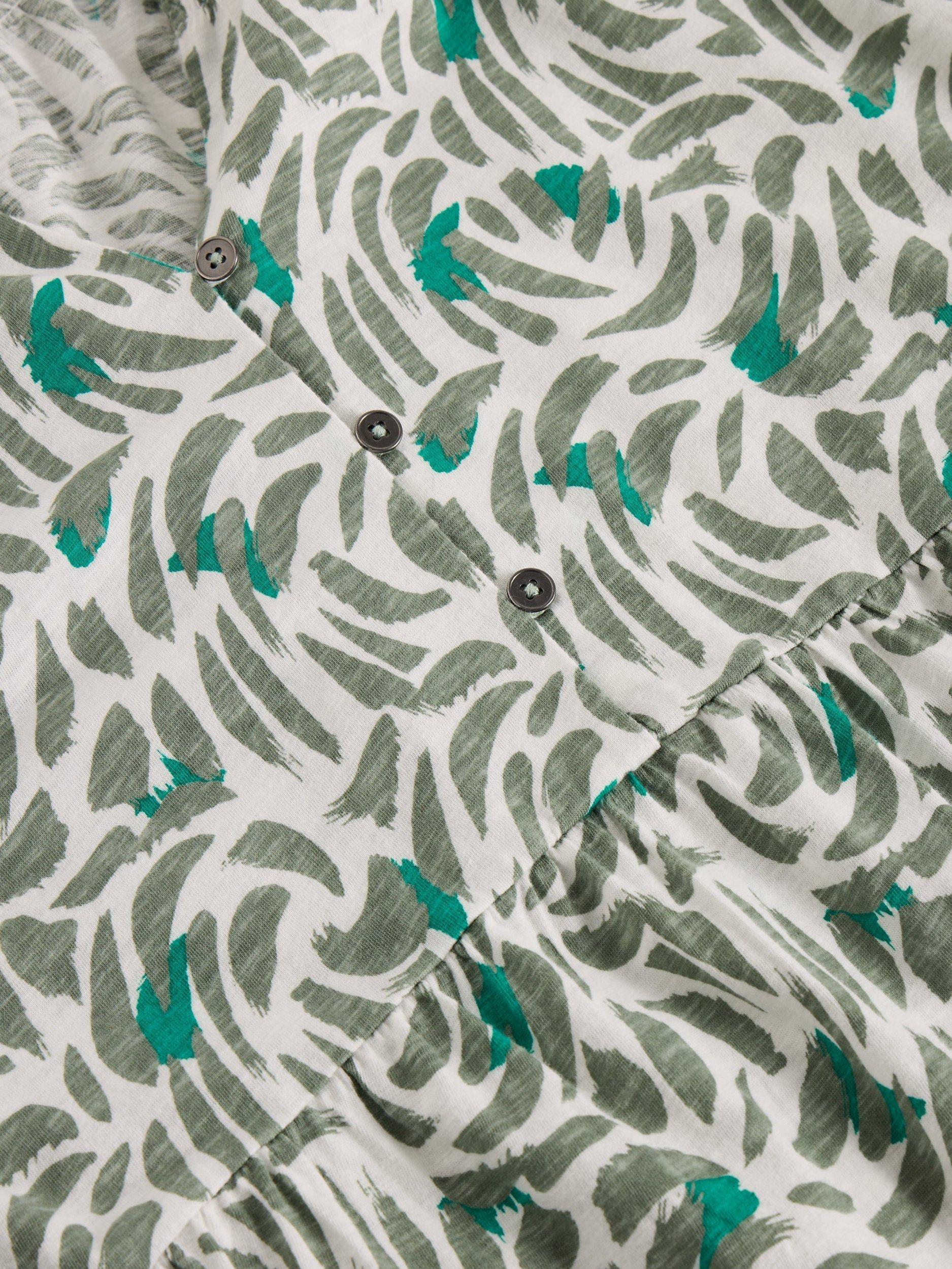 Product image 6 of 6, which shows White Stuff Marlie Button Tunic Dress, Green/Multi, 6