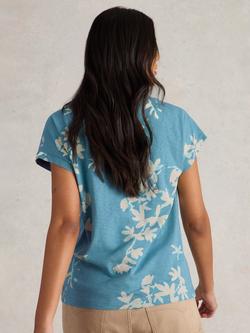 White Stuff Nelly Floral Notch Neck T-Shirt, Blue/Multi - view 2, Blue/Multi