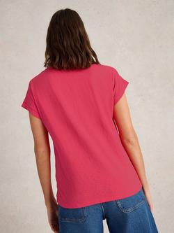 White Stuff Nelly Notch Neck T-Shirt, Pink - view 2, Pink