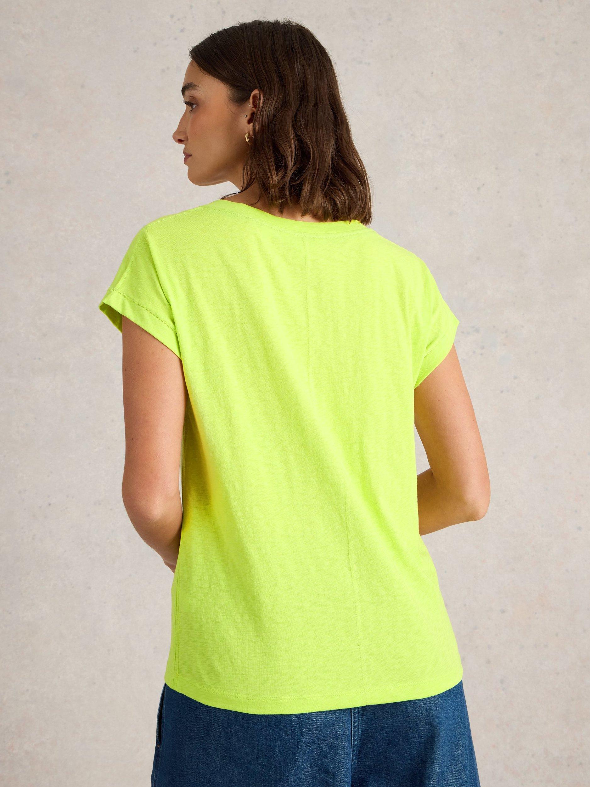Product image 2 of 6, which shows White Stuff Nelly Notch Neck T-Shirt, Bright Yellow, 6