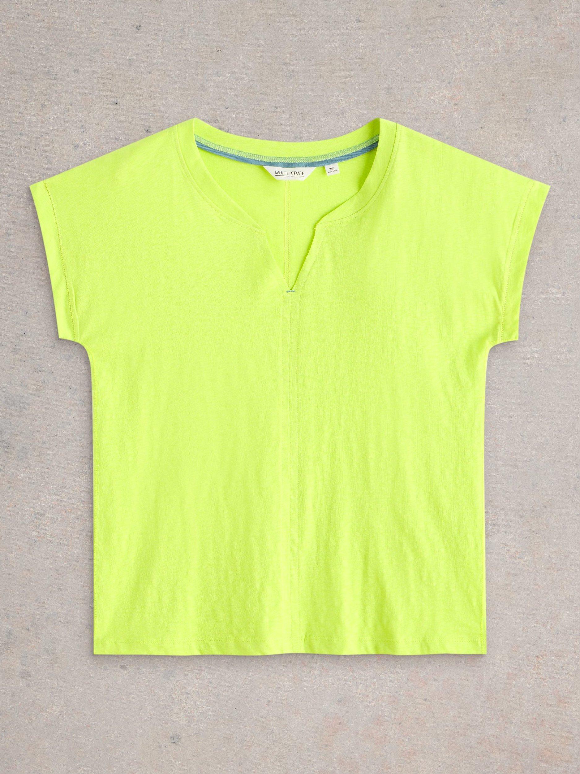 Product image 5 of 6, which shows White Stuff Nelly Notch Neck T-Shirt, Bright Yellow, 6