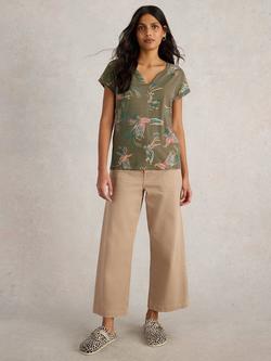 White Stuff Nelly Birds T-Shirt, Green/Multi, Green/Multi