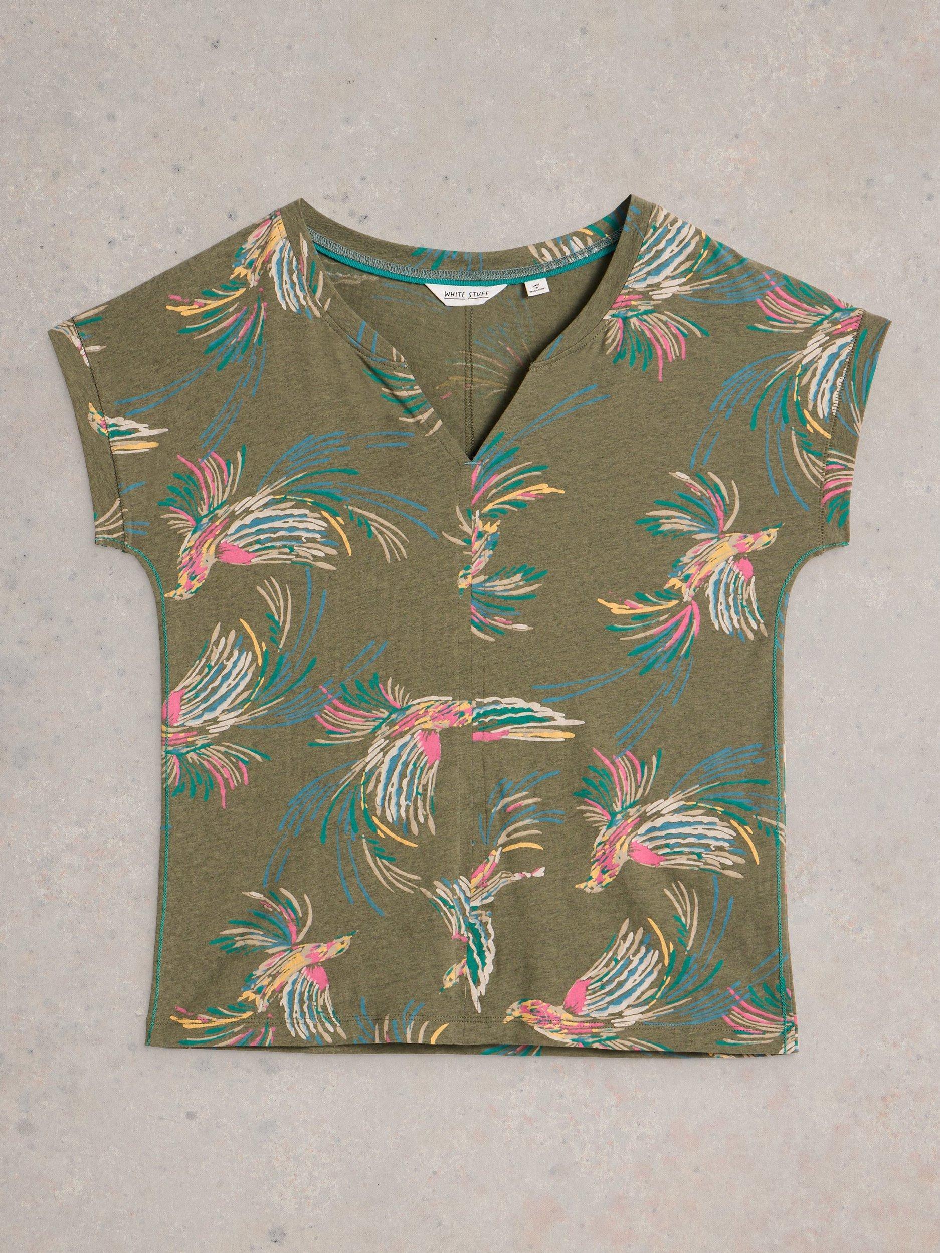 Product image 5 of 6, which shows White Stuff Nelly Birds T-Shirt, Green/Multi, 6