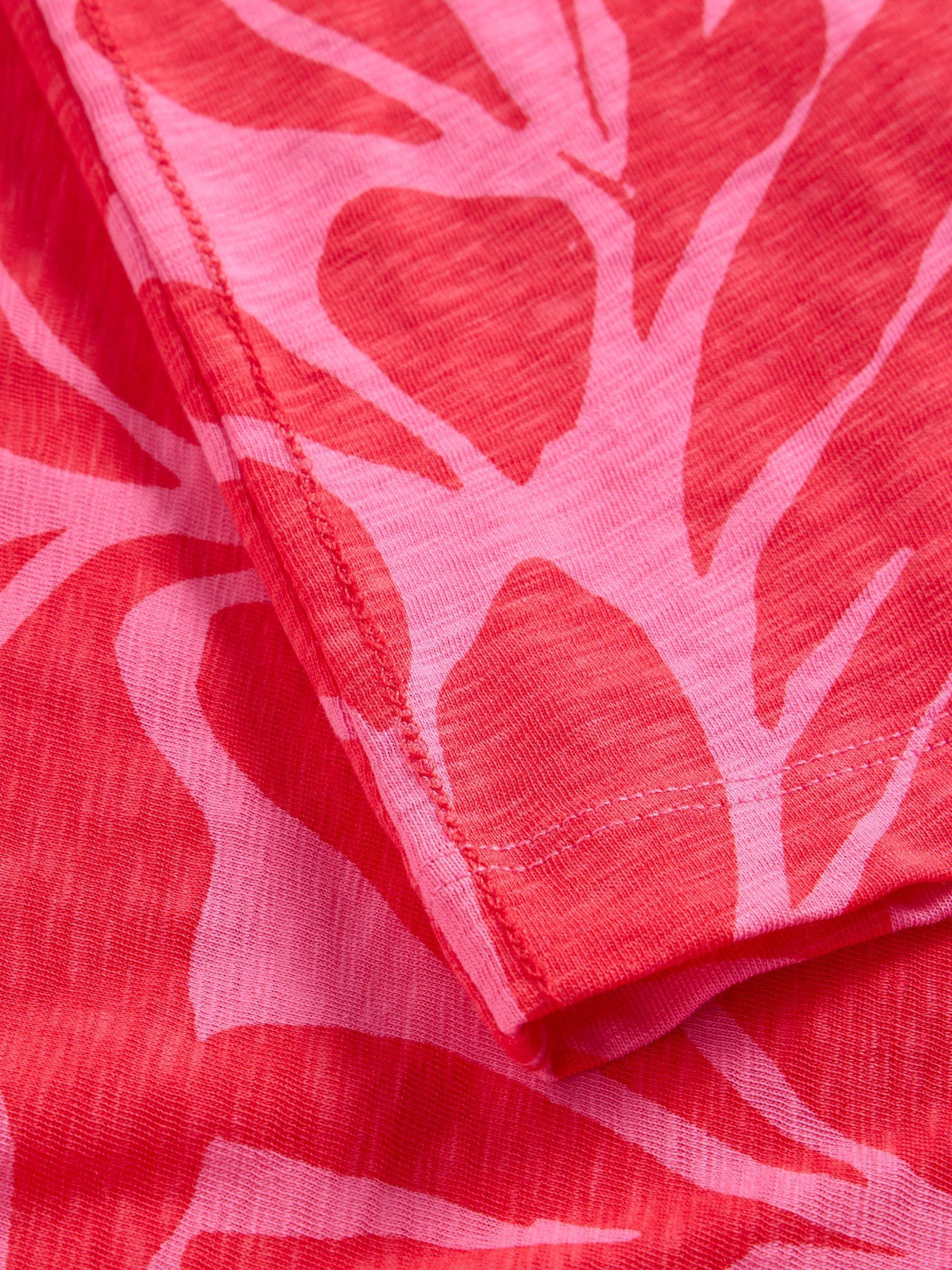 Product image 6 of 6, which shows White Stuff Nelly Leaves Notch Neck T-Shirt, Pink, 6