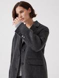 HUSH Pure Wool Double Face Coat, Charcoal Grey