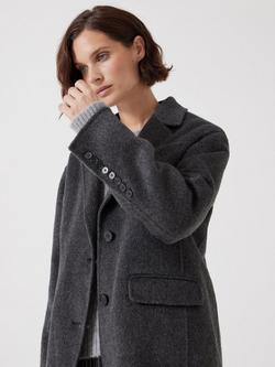 HUSH Pure Wool Double Face Coat, Charcoal Grey