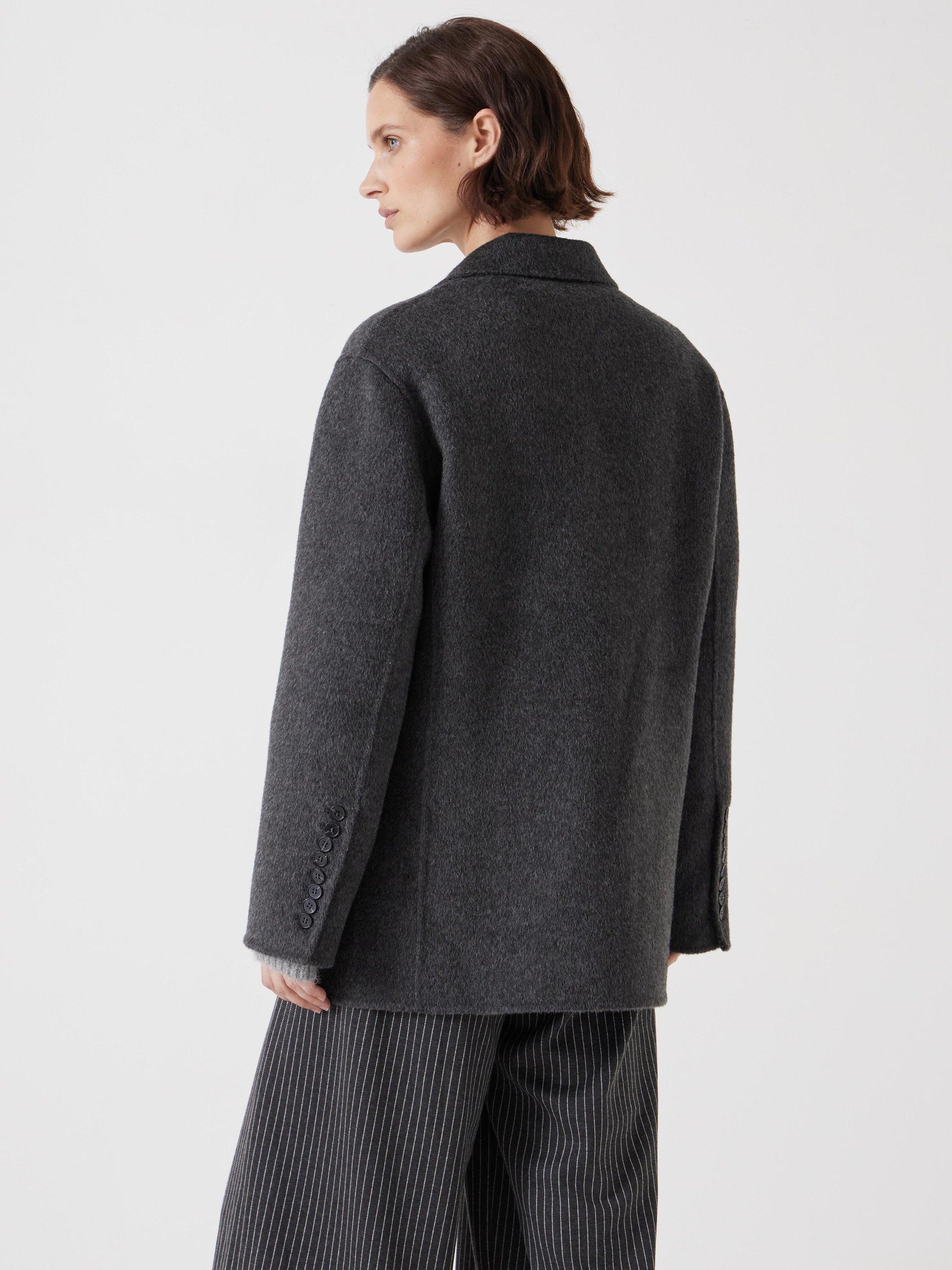 Product image 3 of 6, which shows HUSH Pure Wool Double Face Coat, Charcoal Grey, L