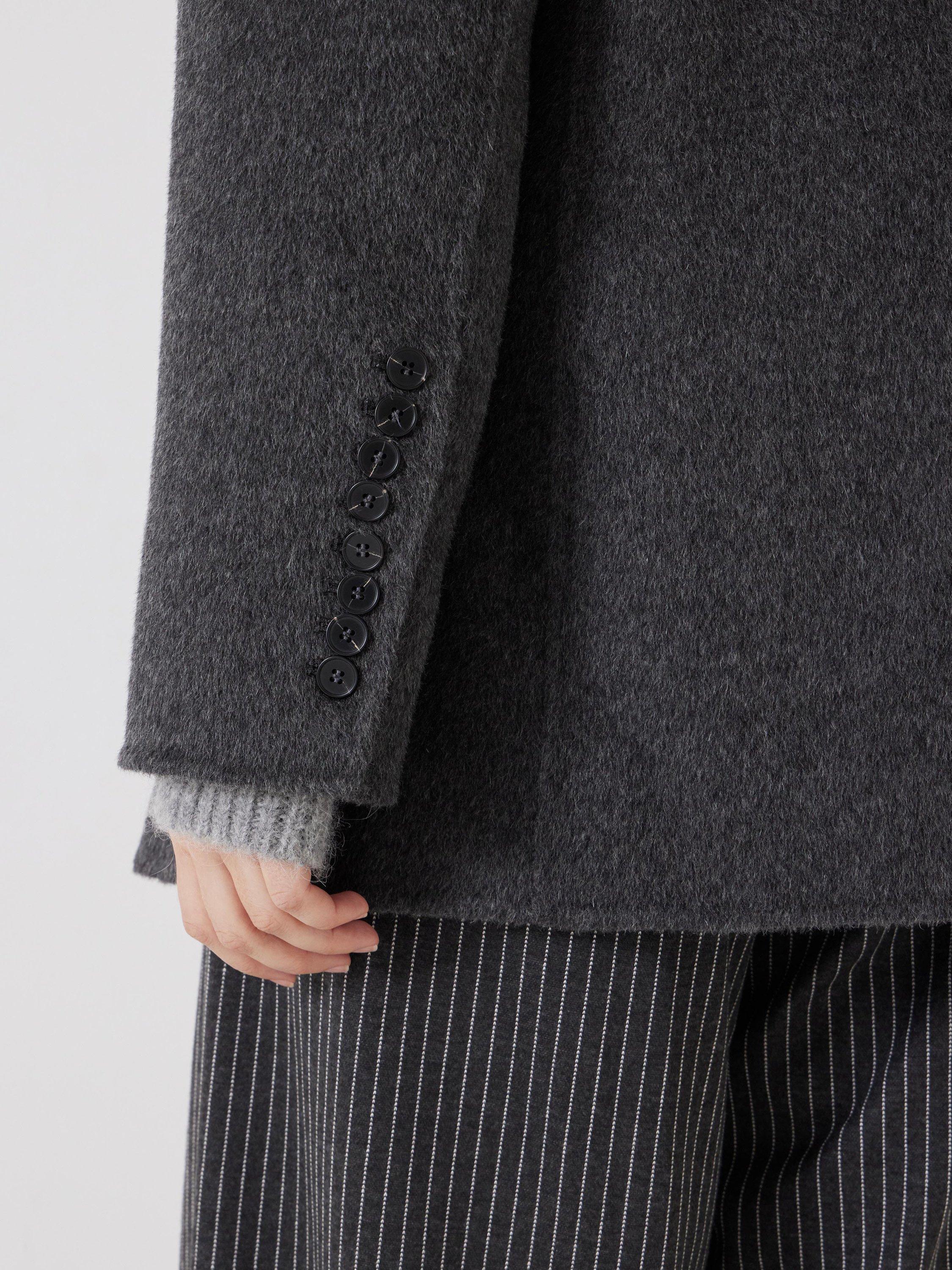 Product image 5 of 6, which shows HUSH Pure Wool Double Face Coat, Charcoal Grey, L
